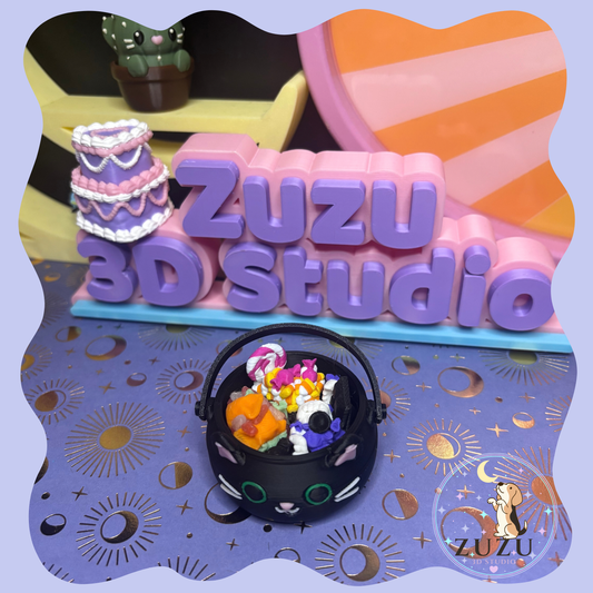 Black Cat Candy Bucket Deluxe Clicker | Halloween Fidget