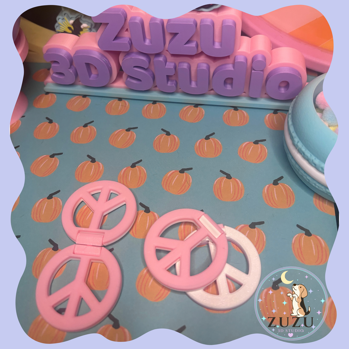 Pink Peace Sign Slider Fidget | 3D Printed Sensory Toy