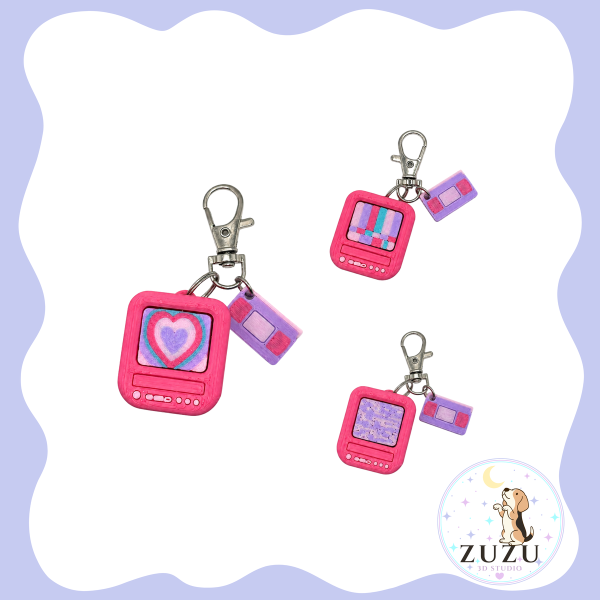 Girly Retro TV Clicker Keychain