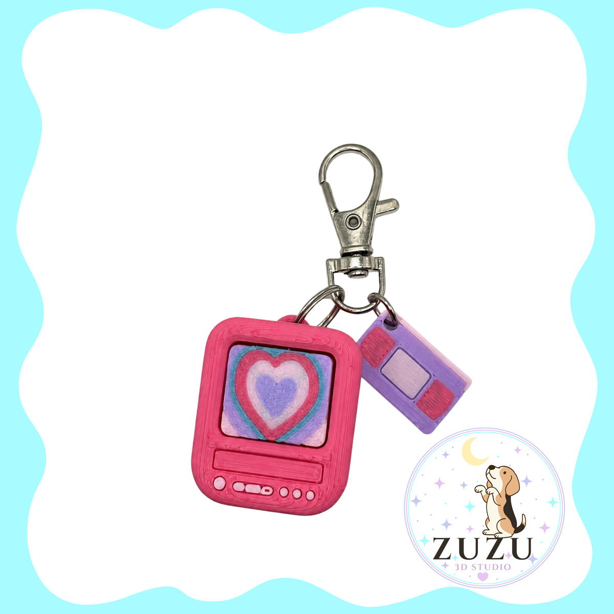 Girly Retro TV Clicker Keychain