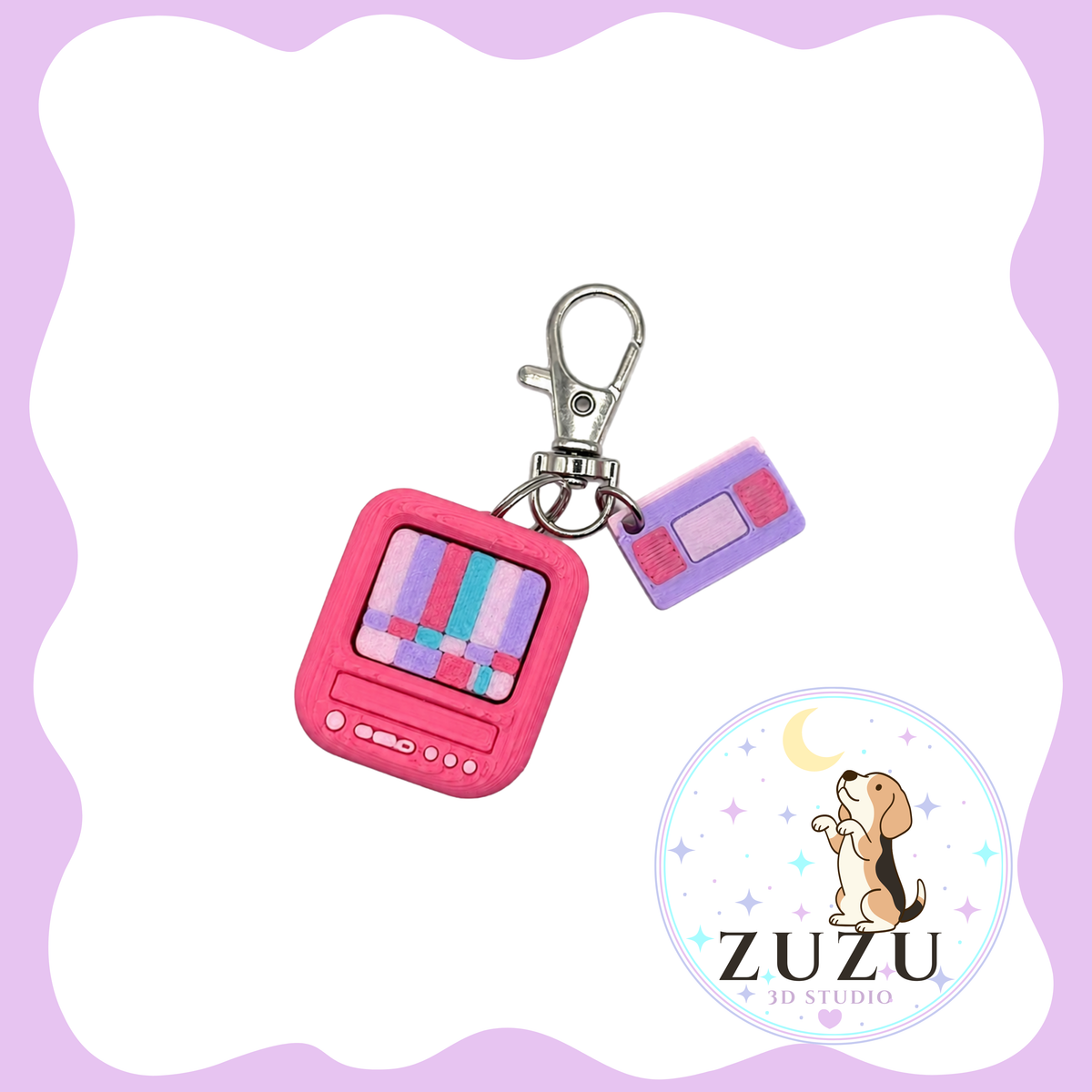 Girly Retro TV Clicker Keychain