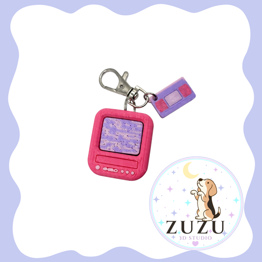Girly Retro TV Clicker Keychain