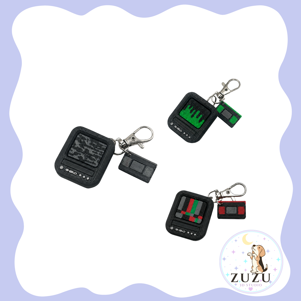 Spooky Retro TV Fidget Clicker Keychain