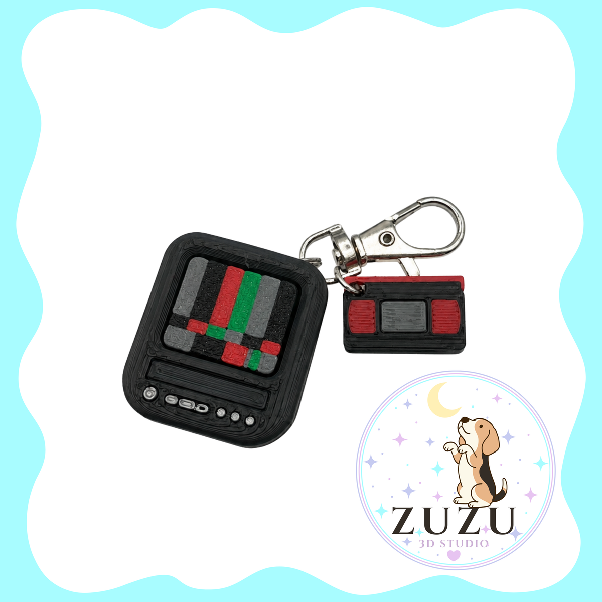Spooky Retro TV Fidget Clicker Keychain